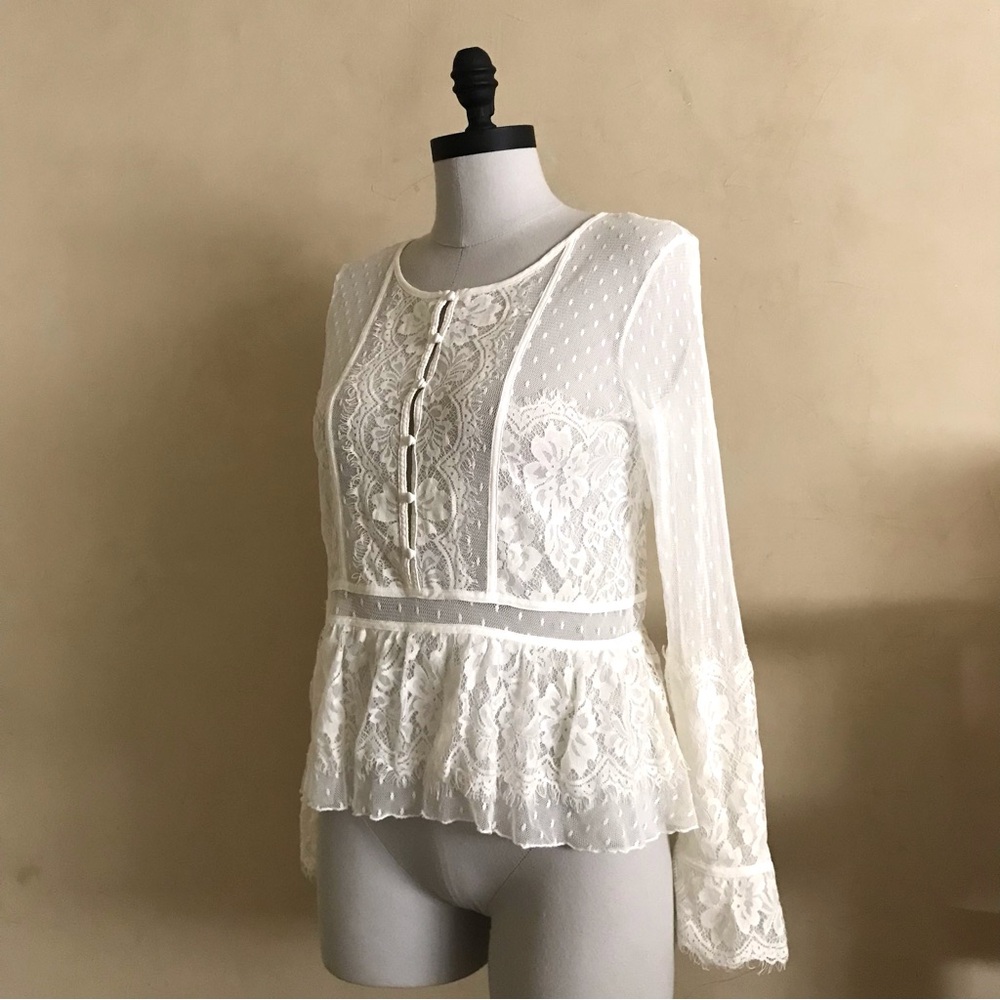 Free People White Lace Blouse